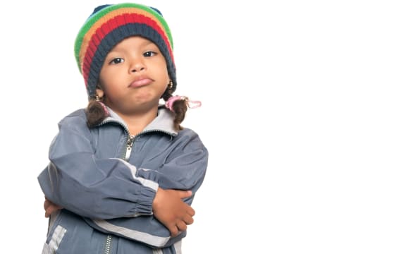 37121787 - little multiracial girl with a funny hip hop artist attitude isolated on white