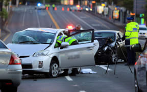 The scene of the crash on Symonds Street.