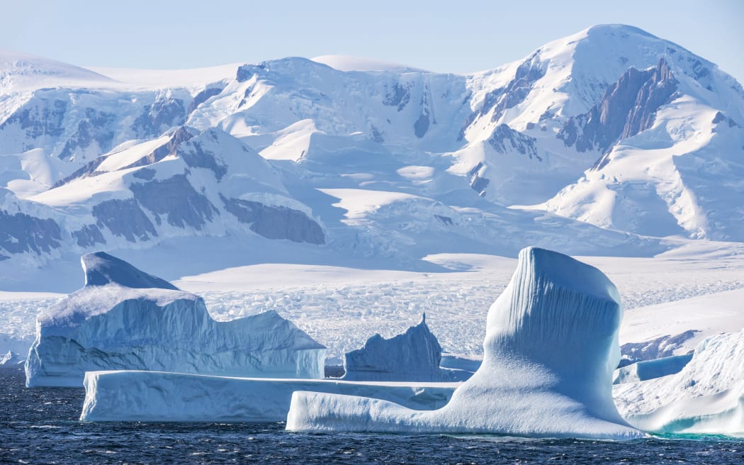 Antarctica, Southern Ocean, Antarctic Peninsula, Graham Land, Antarctic Circle Icebergs (66°33'S 66°33'W) (Photo by BRUSINI Aurélien / hemis.fr / hemis.fr / Hemis via AFP)