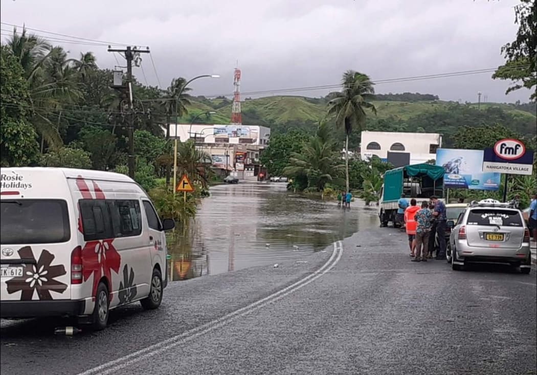 Flood waters in Sigatoka Village closes roads.