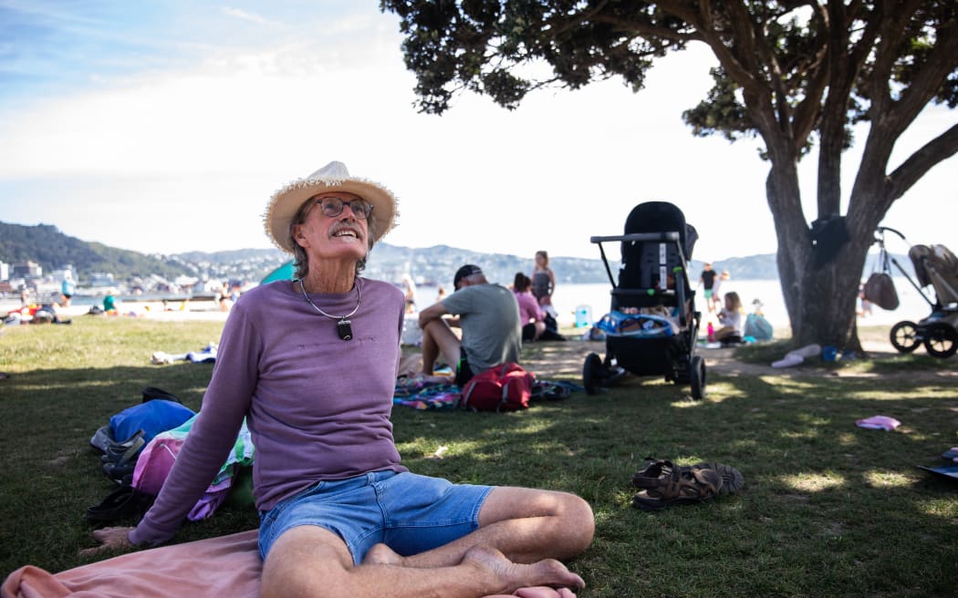 Gavan enjoying the weather at Oriental Parade