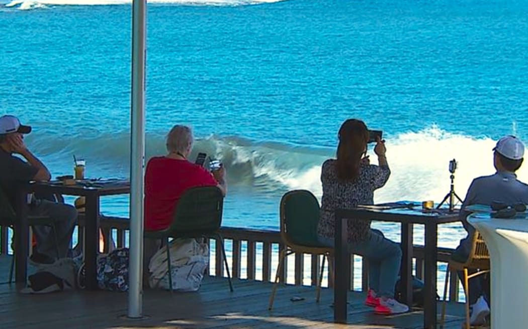 Tourists watching the sea in French Polynesia