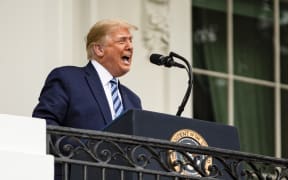 Donald Trump made his first public appearance since returning to the White House from a three-day stay in hospital for Covid-19 earlier in the day.