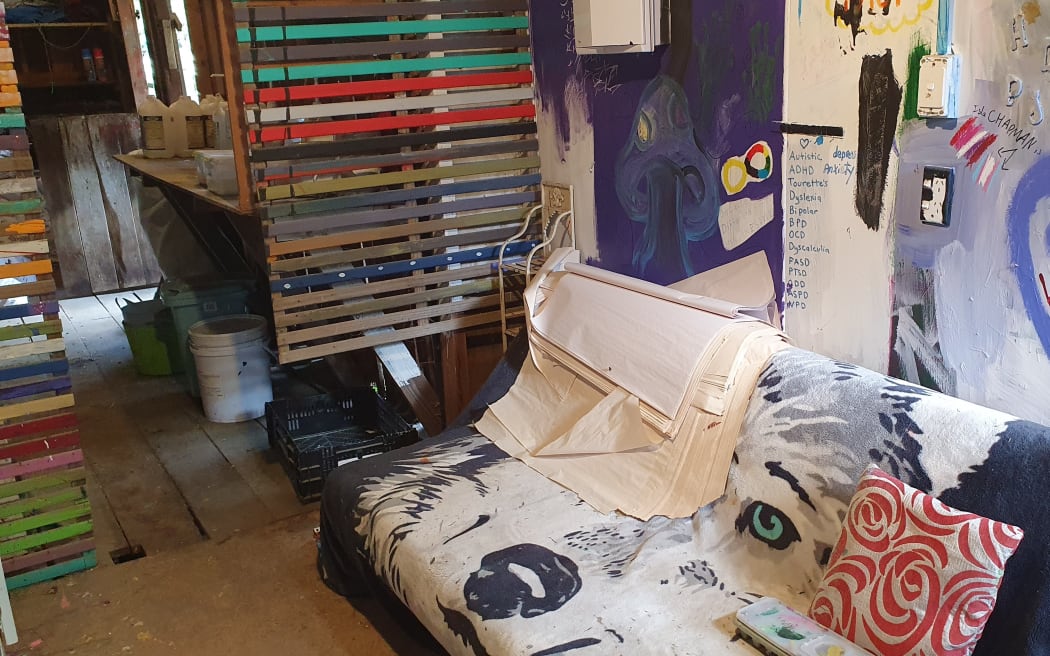 The old feed room has been turned into a space for clients to express themselves through art and graffiti.
