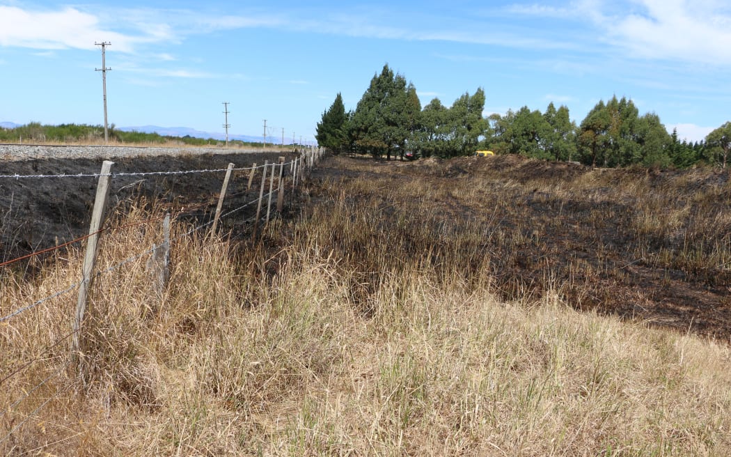 The scene of the scrub fire near Rolleston.