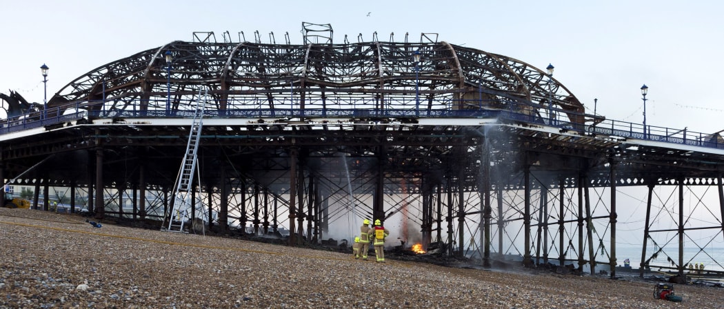 The fire-damaged Eastbourne Pier, in England.