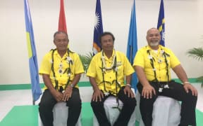 The Presidents of Marshall Islands, David Kabua (left), Palau, Tommy Remengesau (centre) and Nauru, Lionel Aingimea