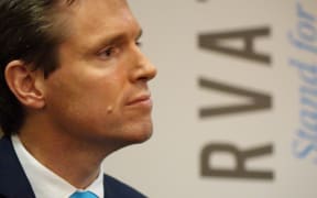 Colin Craig during the press conference announcing his resignation as leader of the Conservative Party (19 June).