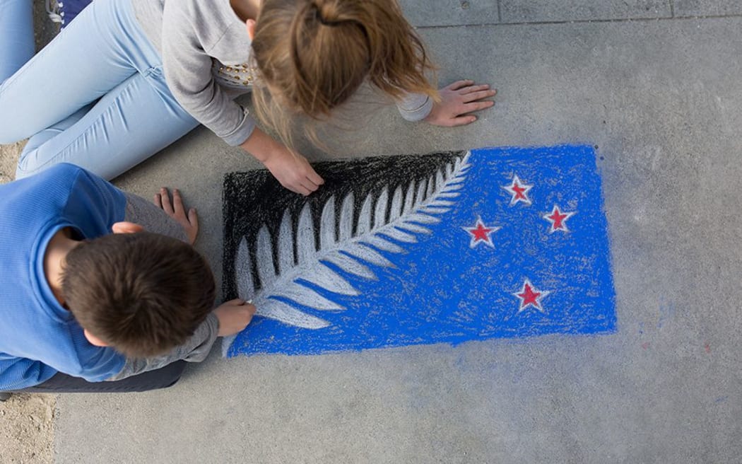 Silver Fern: Black, White and Blue flag