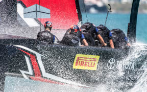 Emirates Team New Zealand training during the 35th America's Cup, Bermuda, 2017.