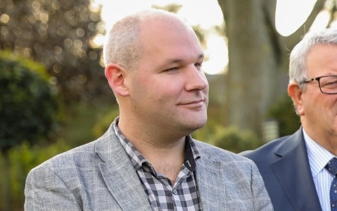 National MP for Rangitata Andrew Falloon with Gerry Brownlee and then-leader Todd Muller announcing the party's policy for a four-lane highway between Christchurch and Ashburton.