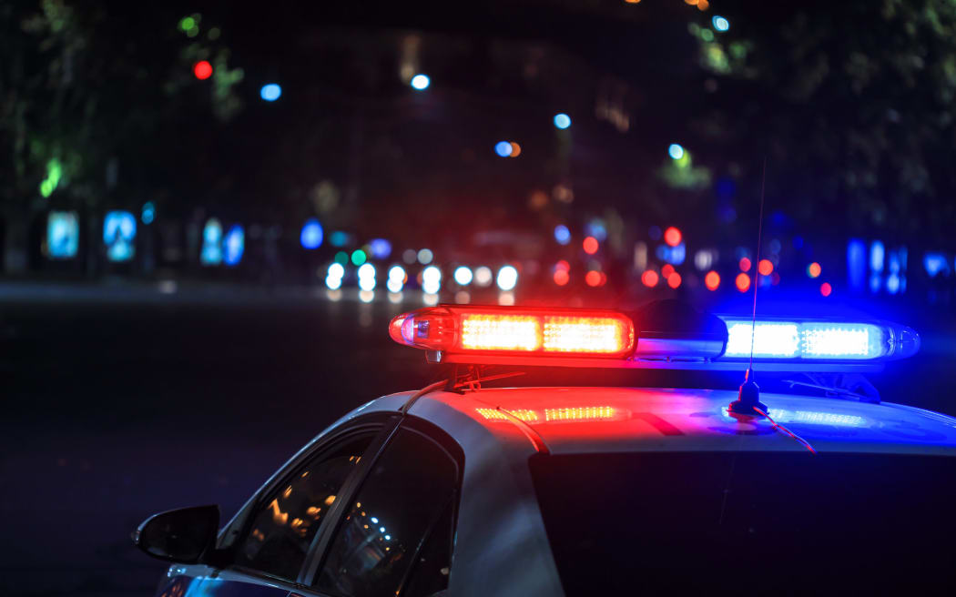 police car at night in street