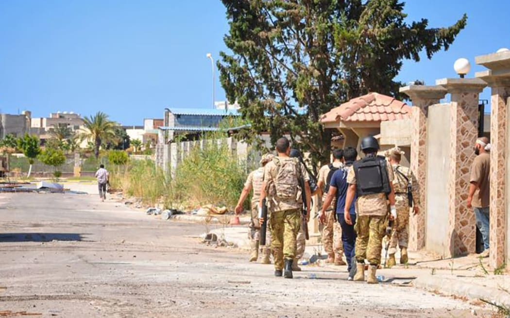 Members of forces loyal to Libya's unity government taking part in military operations against Islamic State in Sirte,