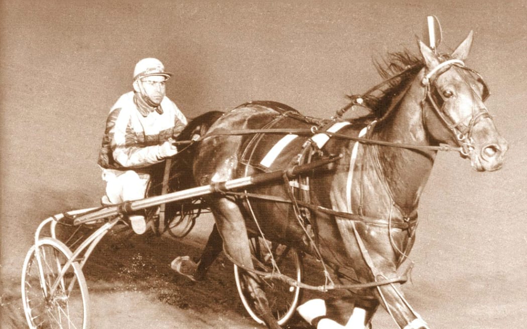 Cardigan Bay racing in America driven by Stanley Dancer.
