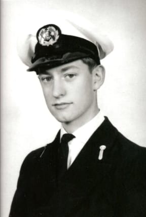 Peter Sledmere as a cadet in the Merchant navy 1960