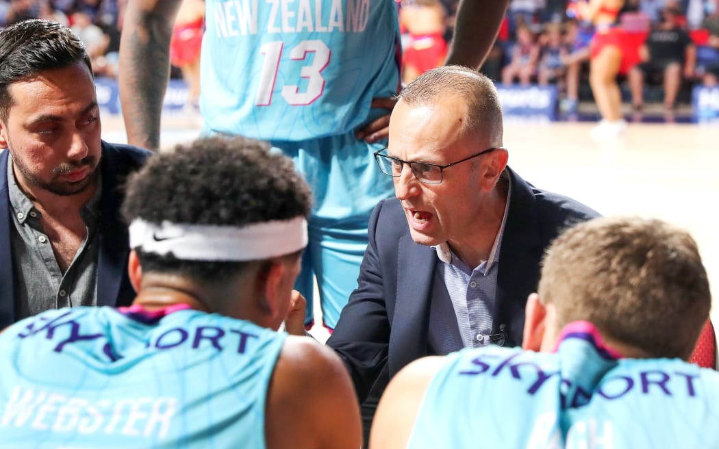 Breakers head coach Dan Shamir gives instructions to players during a time out during their round two game against the Adelaide 36ers at the Adelaide Entertainment Centre, Adelaide on Friday 22nd January 2021.