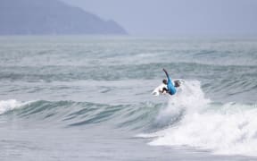 Daniel Farr during Day 5, Finals Day, at the 2022 New Zealand Surfing Championships held at Nine Mile Beach, Westport, New Zealand.