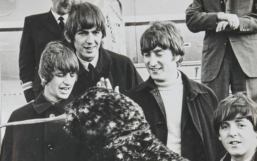 The Beatles arriving in New Zealand