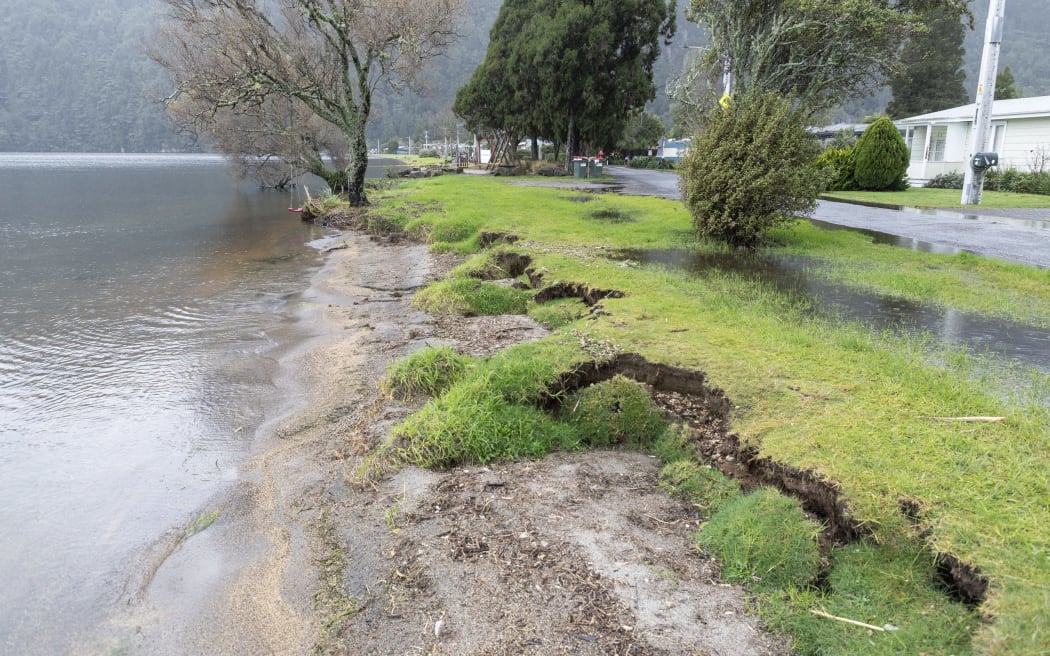 There has been no beach at Blue Lake, Tikitapu, for months.