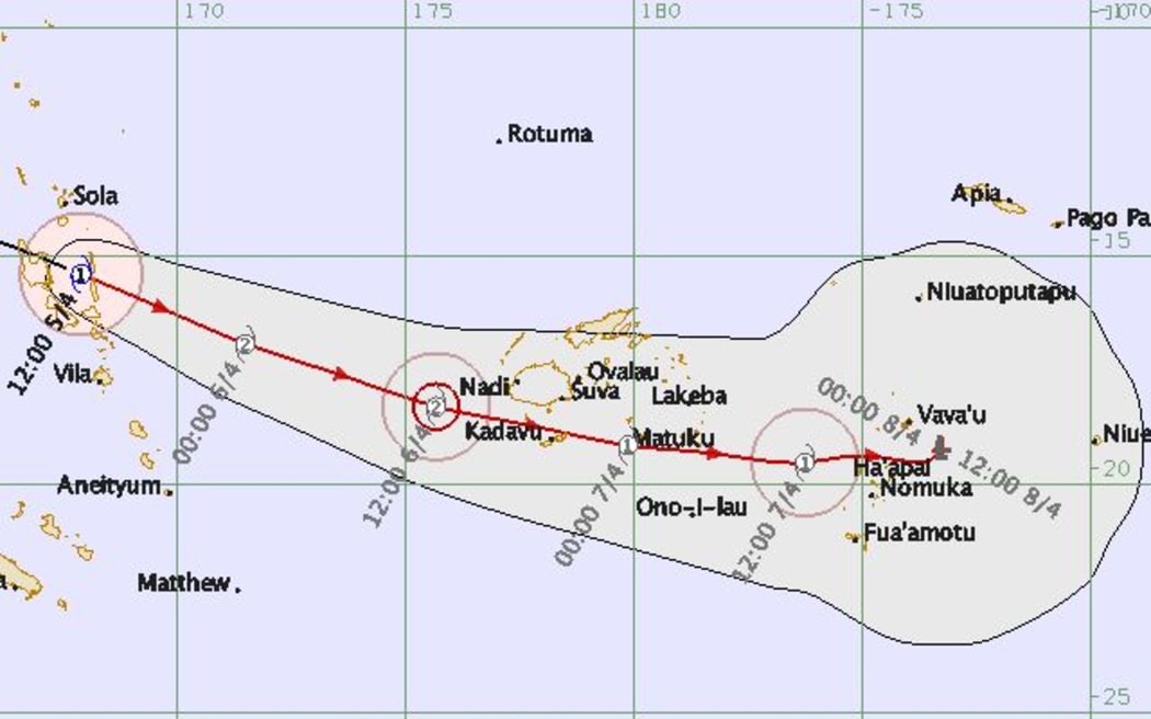 Cyclone Zena forecast map.
