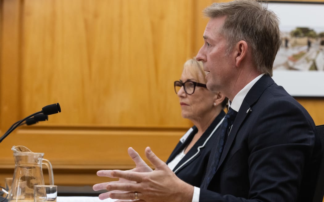 Transpower Chief Executive James Kilty, and Chair Michelle Embling appear before the Transport and Infrastructure Committee.