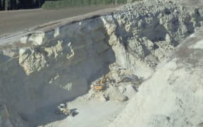 The Pyramid Valley quarry where a digger driver was buried in a rock slide.