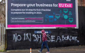 Graffiti in a loyalist area of south Belfast against an Irish sea border.