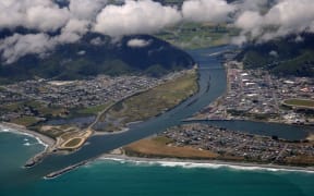 Aerial view of the Grey River mouth