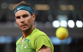 Rafael Nadal (ESP) competes in men's single semifinal during Roland-Garros 2022, day 12, on June 2, 2022, Roland Garros Stadium, Paris, France. Photo Philippe Millereau / KMSP (Photo by MILLEREAU Philippe / KMSP / KMSP via AFP)