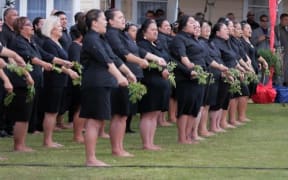 A powhiri to welcome guests for the annual Ratana celebrations in 2014