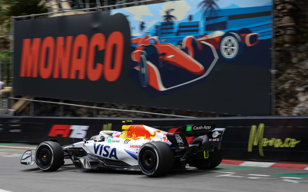 New Zealand driver Liam Lawson racing at Monaco, 2025.