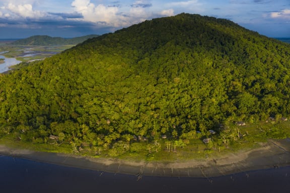 Papua New Guinea, East Sepik Province, Sepik River Region, Chambri Lake (Aerial view) (Photo by DOZIER Marc / hemis.fr / hemis.fr / Hemis via AFP)
