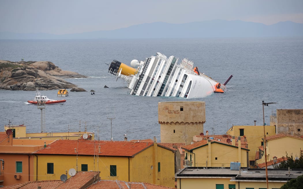 The Costa Concordia in 2012, after it capsized off the coast of the Tuscan island of Giglio.