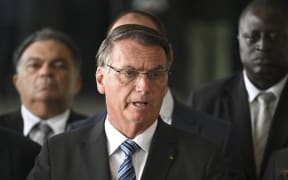 Brazilian President Jair Bolsonaro makes a statement for the first time since Sunday's presidential run-off election, at Alvorada Palace in Brasilia, on 1 November 2022.