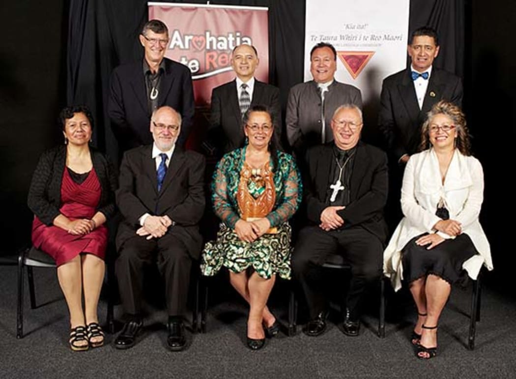 Back Row - John McCaffery, Dr Joe Te Rito, Robert Pouwhare, Whai Dewes. Front row - Robyn Roa, Tom Roa, Dr Cathy Dewes, Dr Rangi Nicholson and Donna Gardiner.