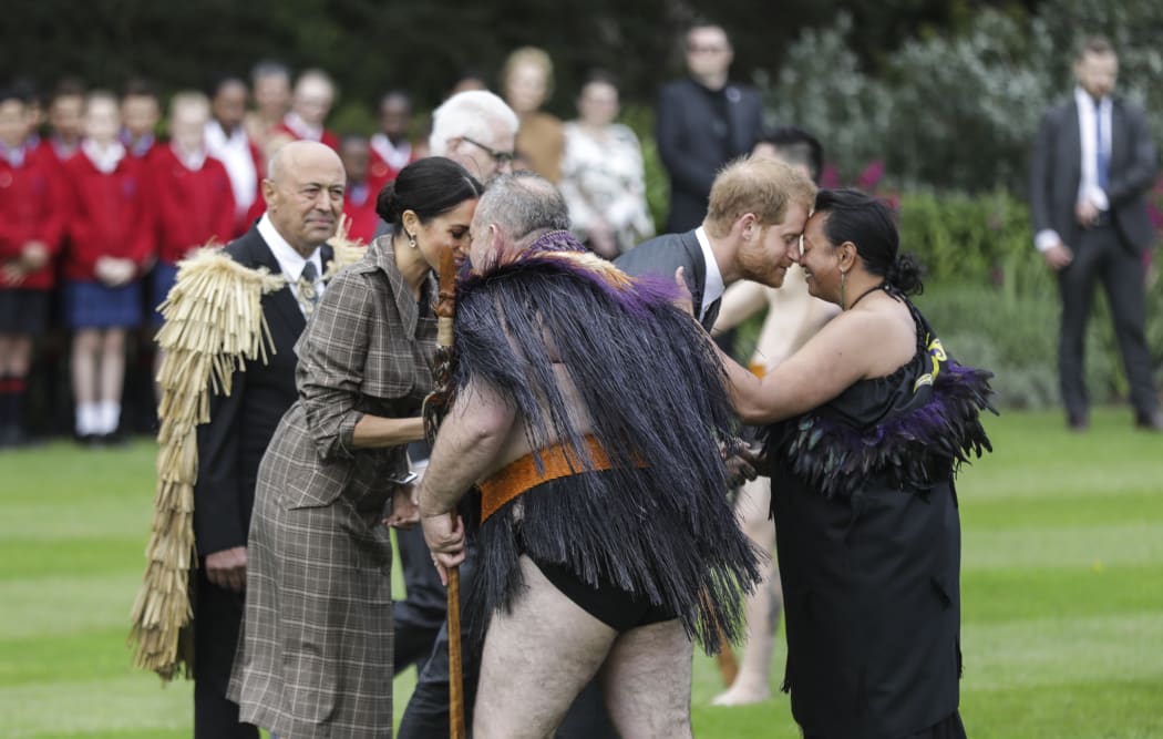 The Duke and Duchess of Sussex at Government House in Wellington.