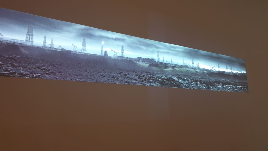 A still from Brett Graham's video installation Te Namu.