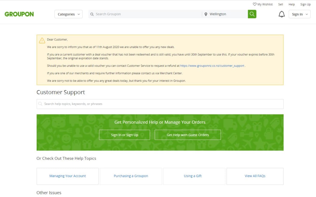 A screenshot of the Groupon website.