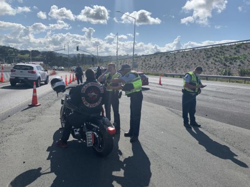 Police checking gang motorcycles today.