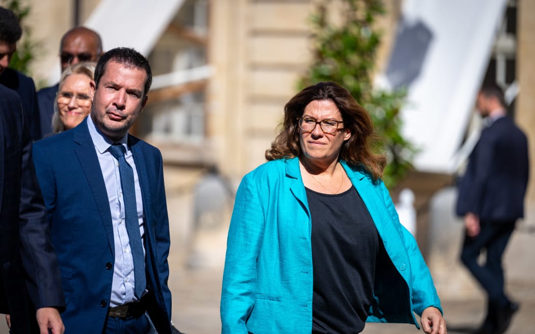 The anti-independence delegation, led by Sonia Backes, arrive for high-level talks in Paris.