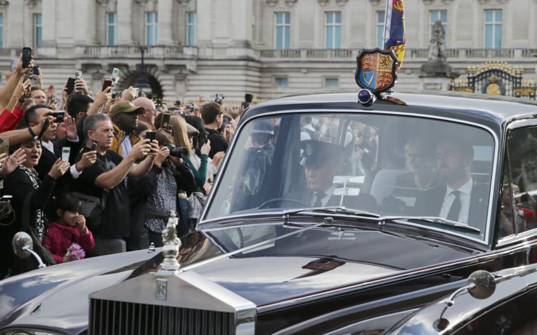 King Charles III and Camilla, Queen Consort leave Buckingham Palace in London, a day after Queen Elizabeth II died.