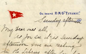A page of the only known letter written on board the Titanic on the day it struck an iceberg and sank.