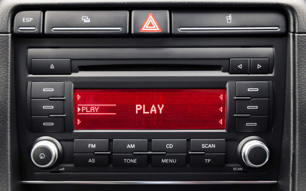 Car radio in the car close up