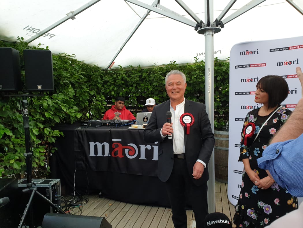 Māori Party co-leader John Tamihere arrives at his election night party in Te Atatū.