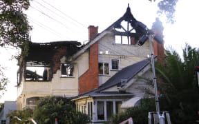 Parnell's City Garden Lodge is seen on 8 April, 2024, the morning after it caught fire.