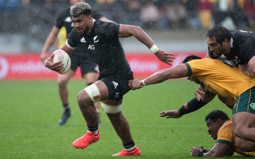 All Blacks loose forward Hoskins Sotutu during the 1st Bledisloe Cup test match between the New Zealand All Blacks and Australia - SkySport Stadium, Wellington, New Zealand.  10  October  2020