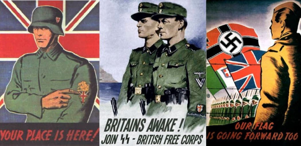 Propaganda posters like these were distributed at PoW camps encouraging prisoners to join the British Free Corps