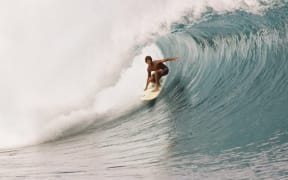 Shot by @jakefissendencreative. 16 year old James Kusitino riding the wave.