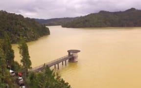 Very high sediment levels can be seen in the dams in the Hunua Ranges.