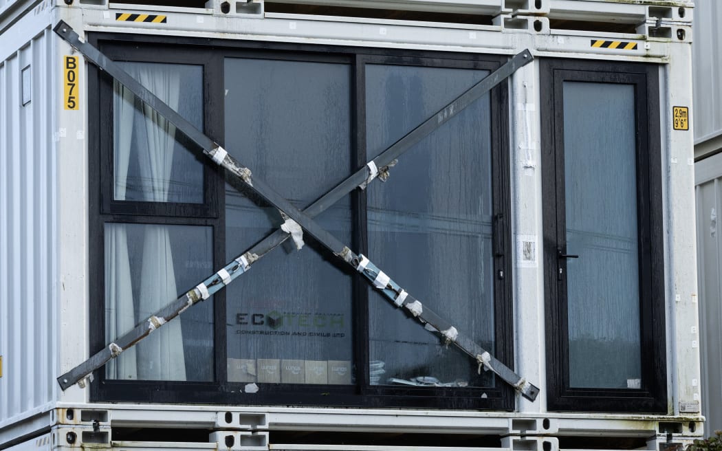 New three-level Kainga Ora container-style units at 15 Kingsway Ave, Sandringham. 27 May 2024. New Zealand Herald photograph by Jason Oxenham